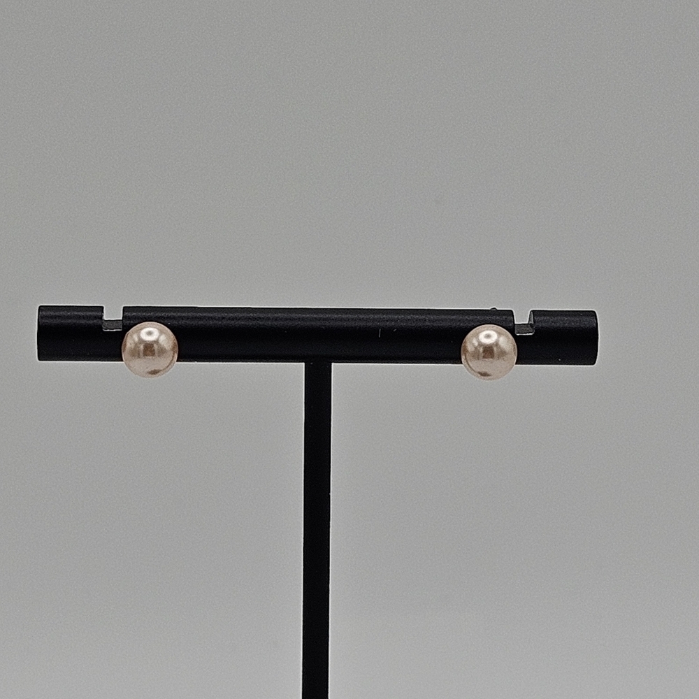 light pink faux pearl stud earrings